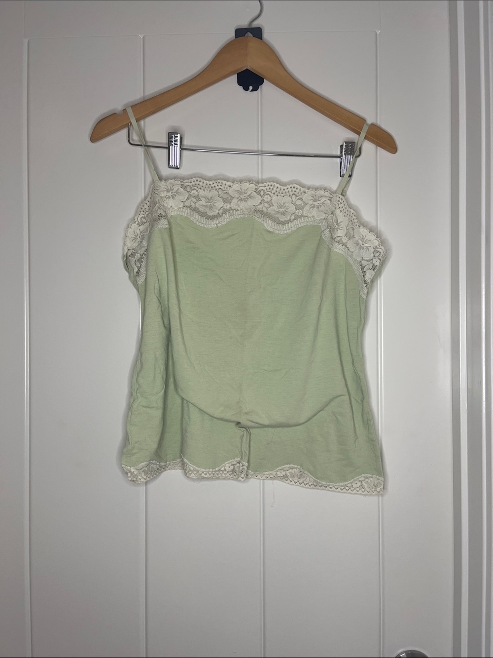 LOFT Pale Green Lace-Trim Spaghetti Strap Cami